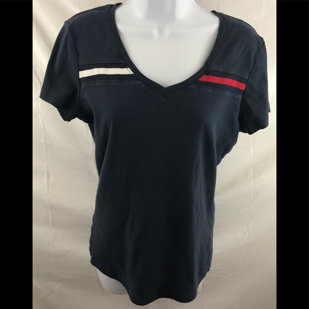 Tommy Hilfiger Women’s Sz Lg Navy V Neck Shirt